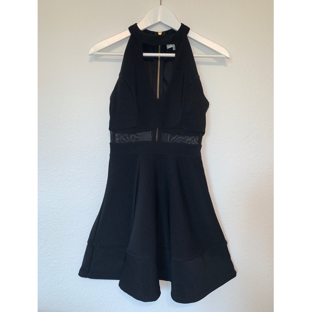 Honey and Rosie black skater dress - mesh - cutout